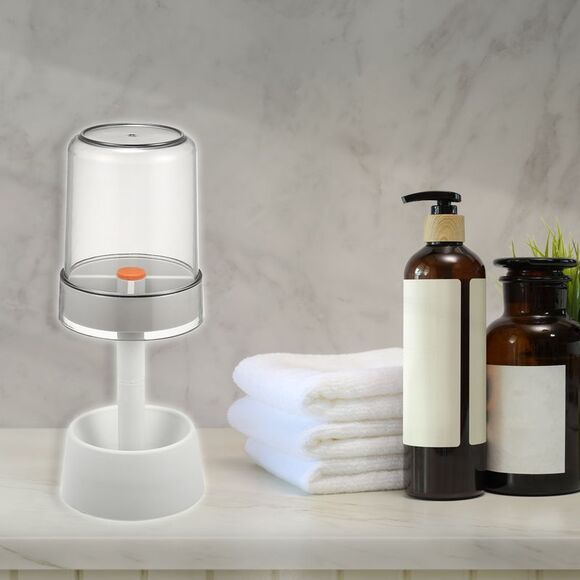 Bathroom 3 Slots PP Toothbrush Holder Stand with Cover White 8.66''x2.99'' - Picture 6 of 6